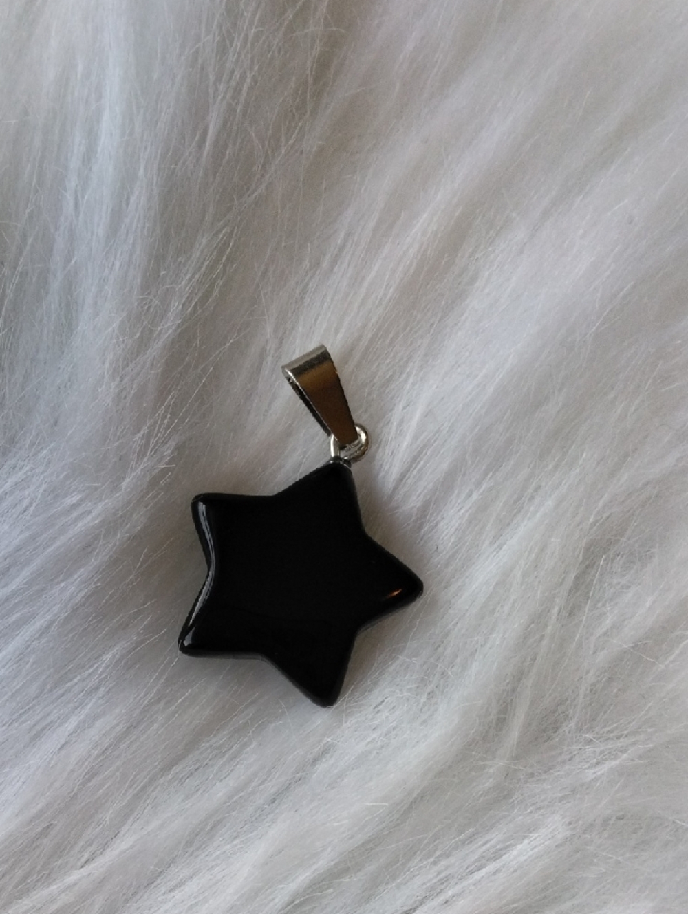 Black Onyx Gemstone Star Pendant Necklace Charm